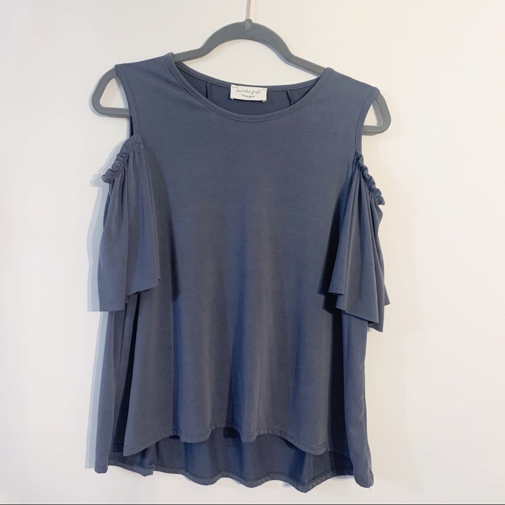 Blue Lavender Field Blue Top with Open Shoulders